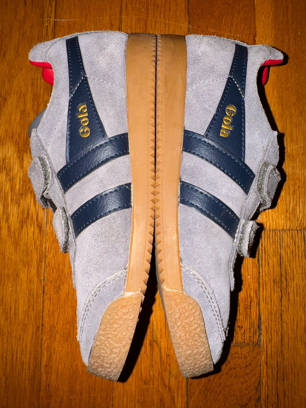 Gola Kids' Harrier Strap Sneakers Gray Suede Leather